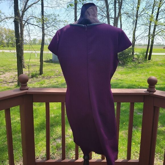 Liz Claiborne Ladies Dress Shift Short Sleeve Round Neck with Pockets Purple XL - Picture 5 of 13